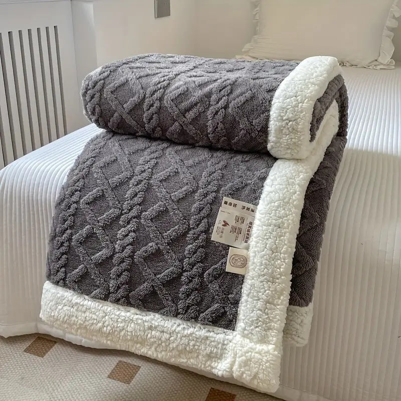 Nordic Sherpa Knitted Throw Blanket