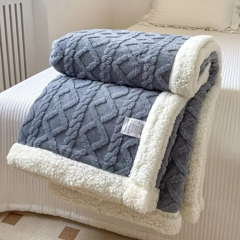 Nordic Sherpa Knitted Throw Blanket