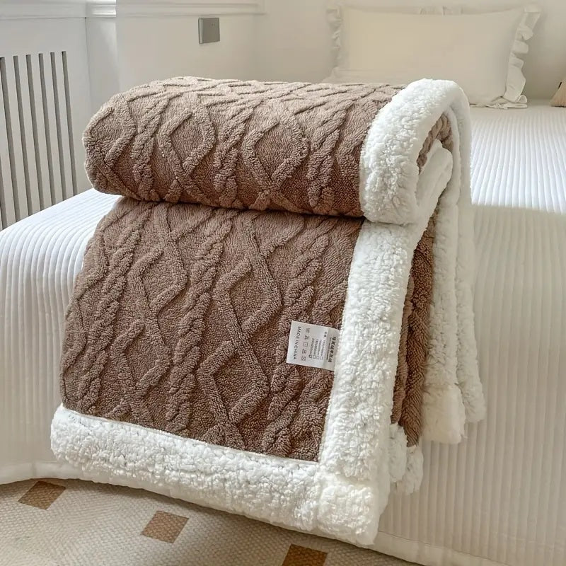 Nordic Sherpa Knitted Throw Blanket