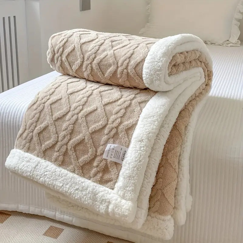 Nordic Sherpa Knitted Throw Blanket