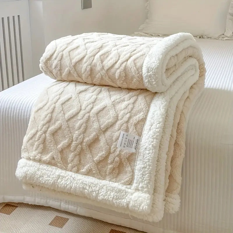 Nordic Sherpa Knitted Throw Blanket