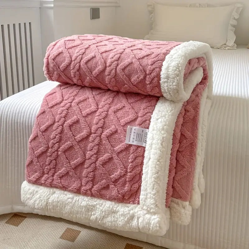 Nordic Sherpa Knitted Throw Blanket