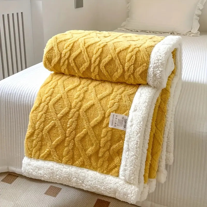Nordic Sherpa Knitted Throw Blanket