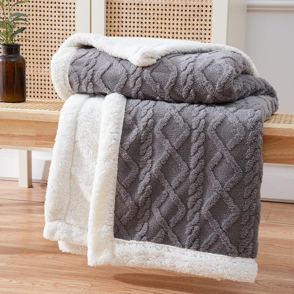 Nordic Sherpa Knitted Throw Blanket