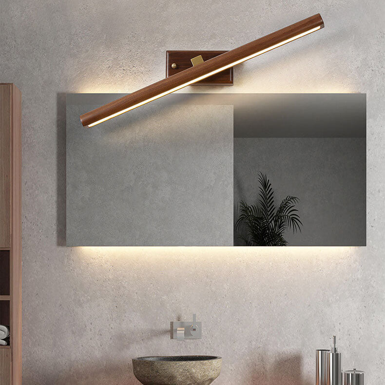 Nordic Walnut Cylinder LED Wall Sconce Lamp 1-Light