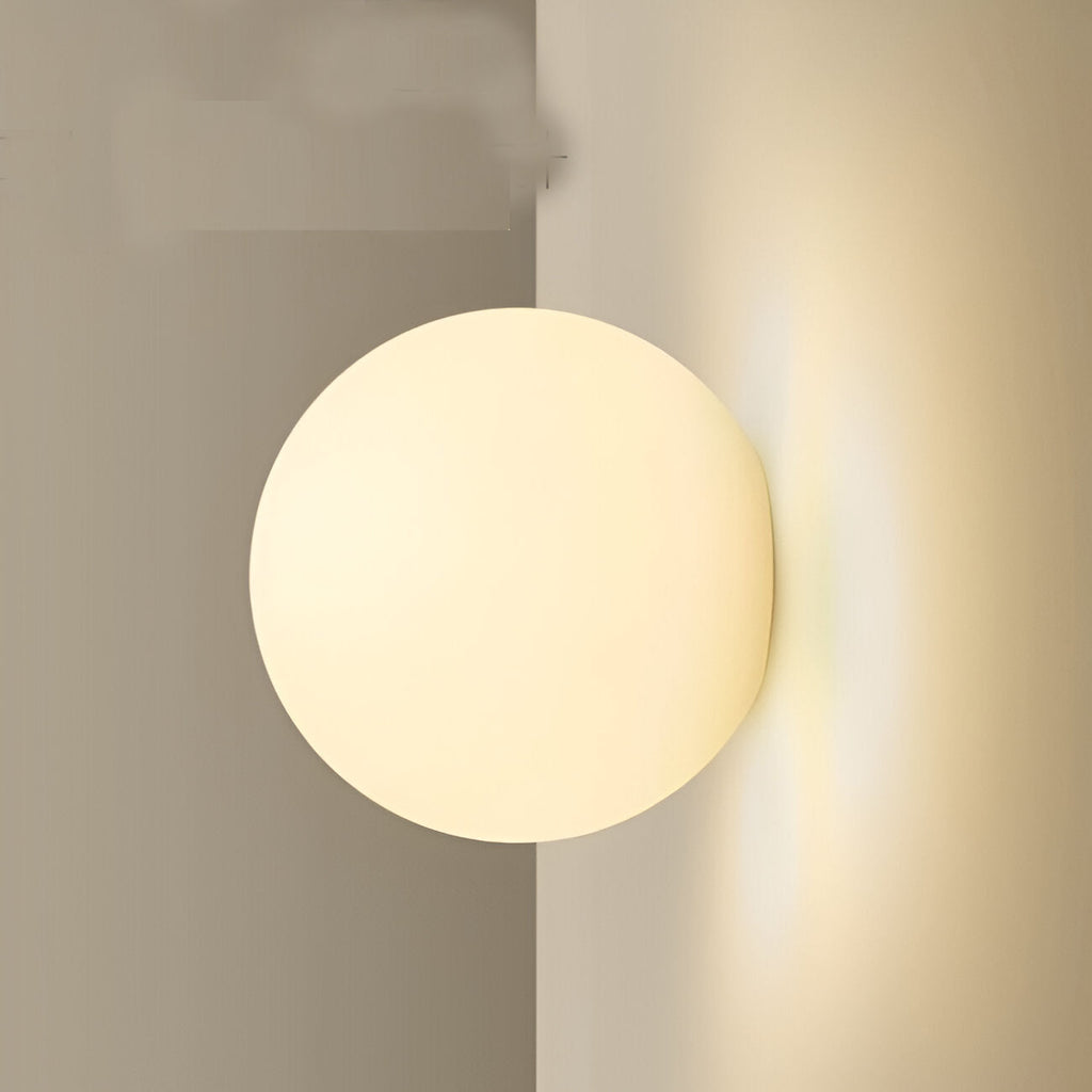 Minimalist Round Glass LED Wall Sconce – Frosted Globe Bedside Wall Light 1-Light