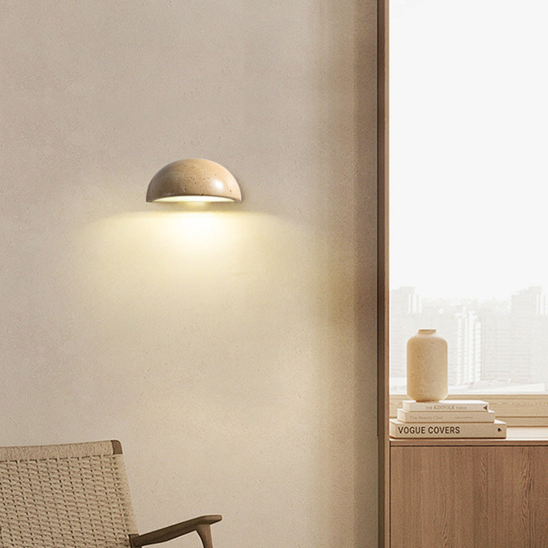 Wabi-Sabi Travertine Semicircular Wall Sconce LED 1-Light