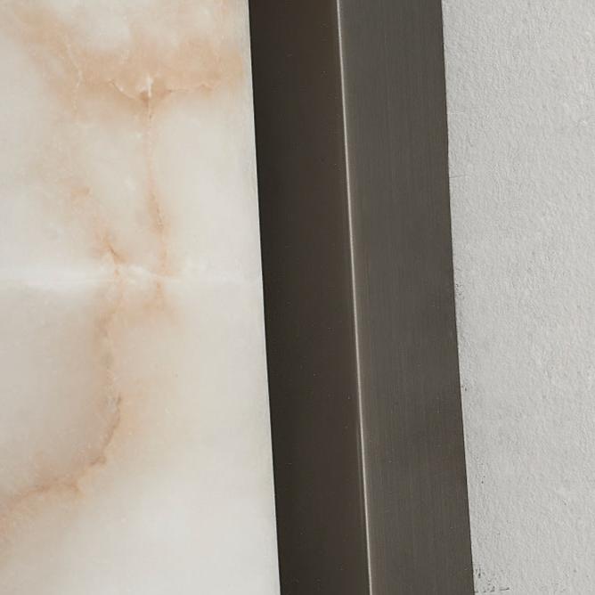 Modern Minimalist Spanish Marble & Copper LED Wall Sconce – Luxury Stone Wall Light 1-Light