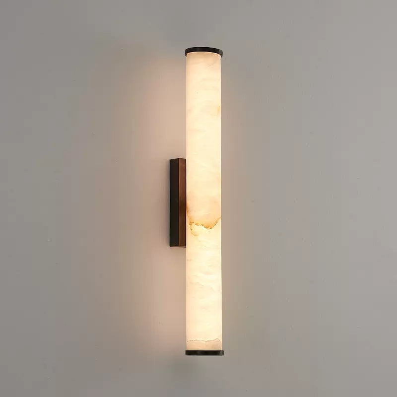 Modern Minimalist Spanish Marble & Copper LED Wall Sconce – Luxury Stone Wall Light 1-Light
