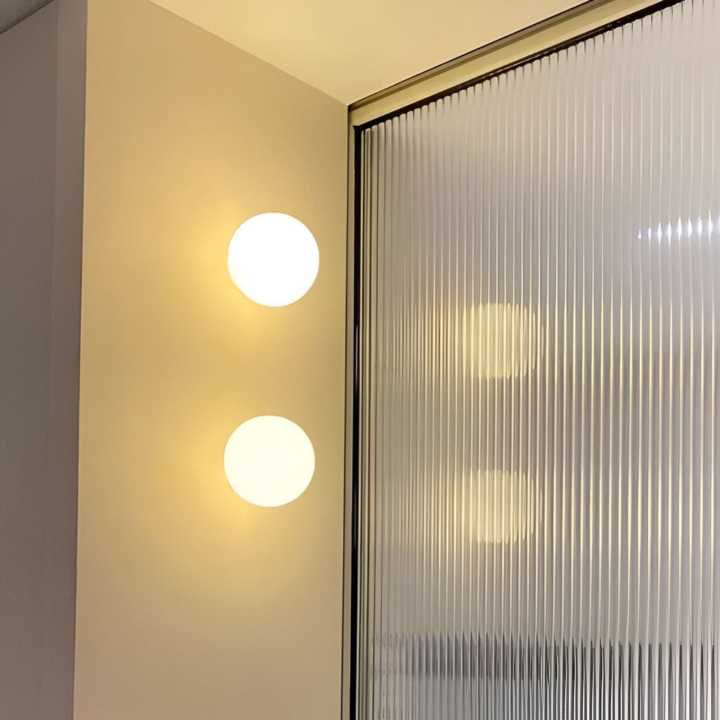 Minimalist Round Glass LED Wall Sconce – Frosted Globe Bedside Wall Light 1-Light