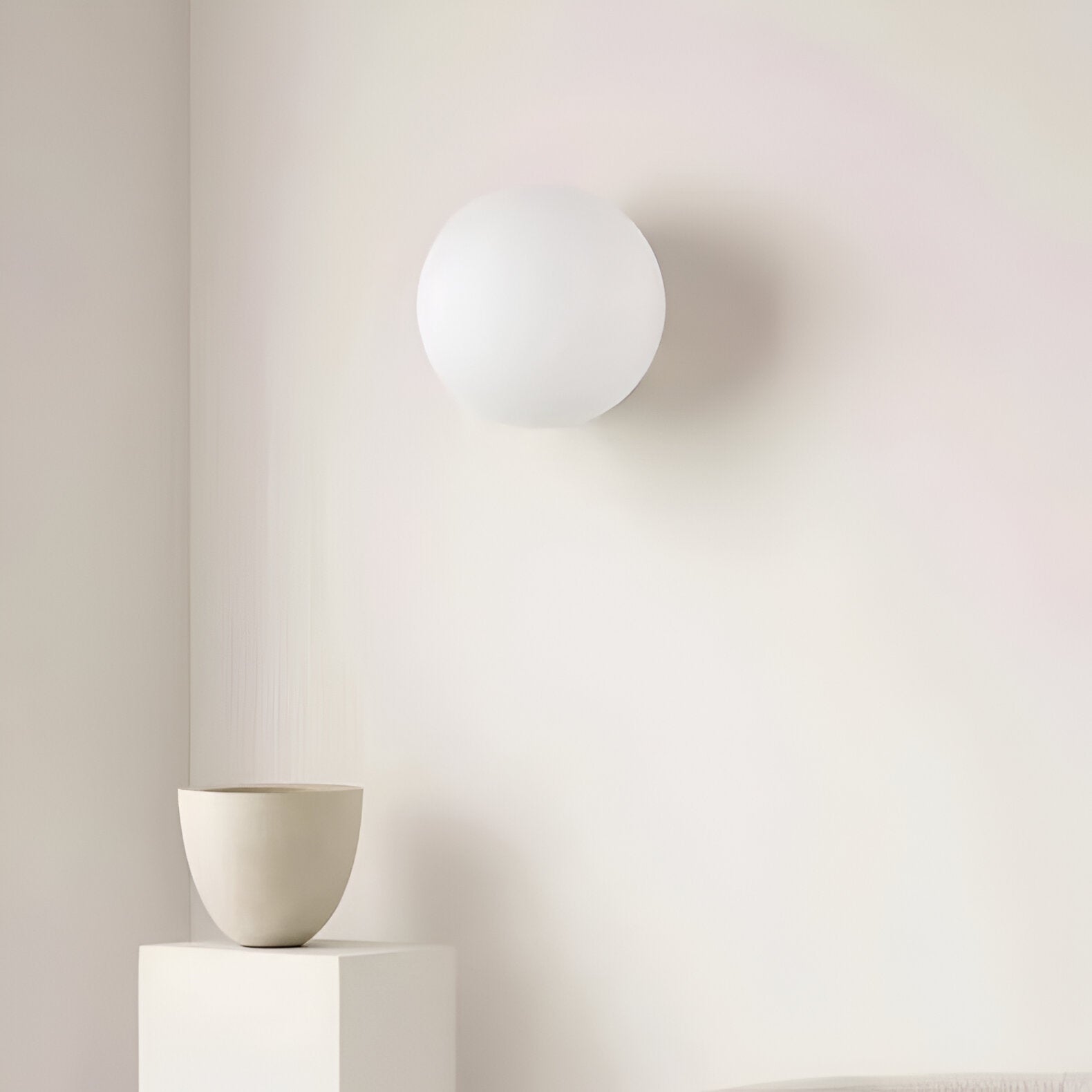 Minimalist Round Glass LED Wall Sconce – Frosted Globe Bedside Wall Light 1-Light