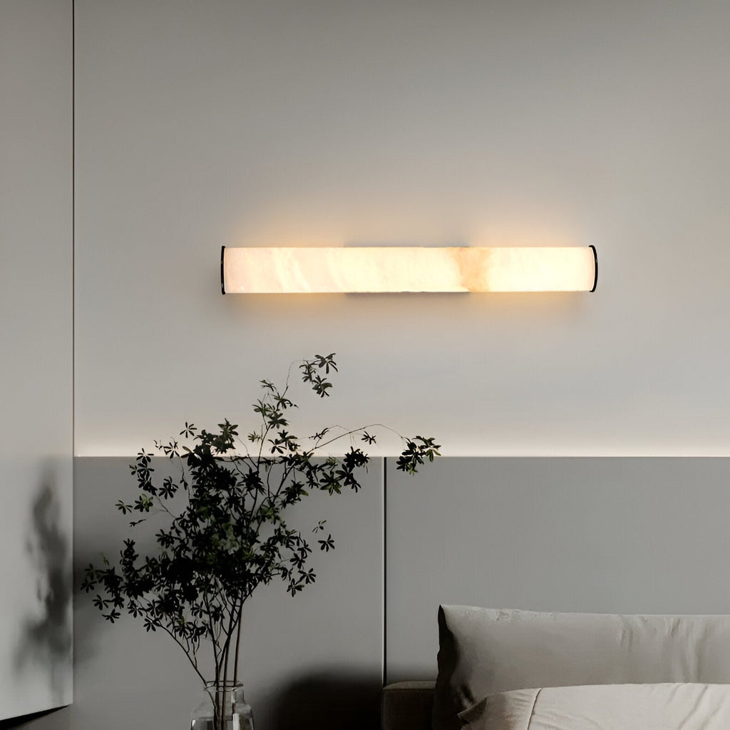 Modern Minimalist Spanish Marble & Copper LED Wall Sconce – Luxury Stone Wall Light 1-Light