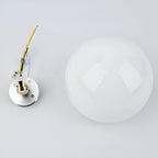 Minimalist Round Glass LED Wall Sconce – Frosted Globe Bedside Wall Light 1-Light