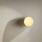 Minimalist Round Glass LED Wall Sconce – Frosted Globe Bedside Wall Light 1-Light
