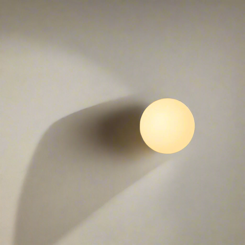 Minimalist Round Glass LED Wall Sconce – Frosted Globe Bedside Wall Light 1-Light
