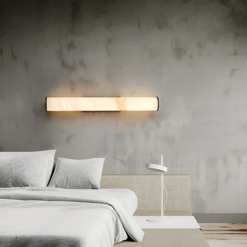 Modern Minimalist Spanish Marble & Copper LED Wall Sconce – Luxury Stone Wall Light 1-Light