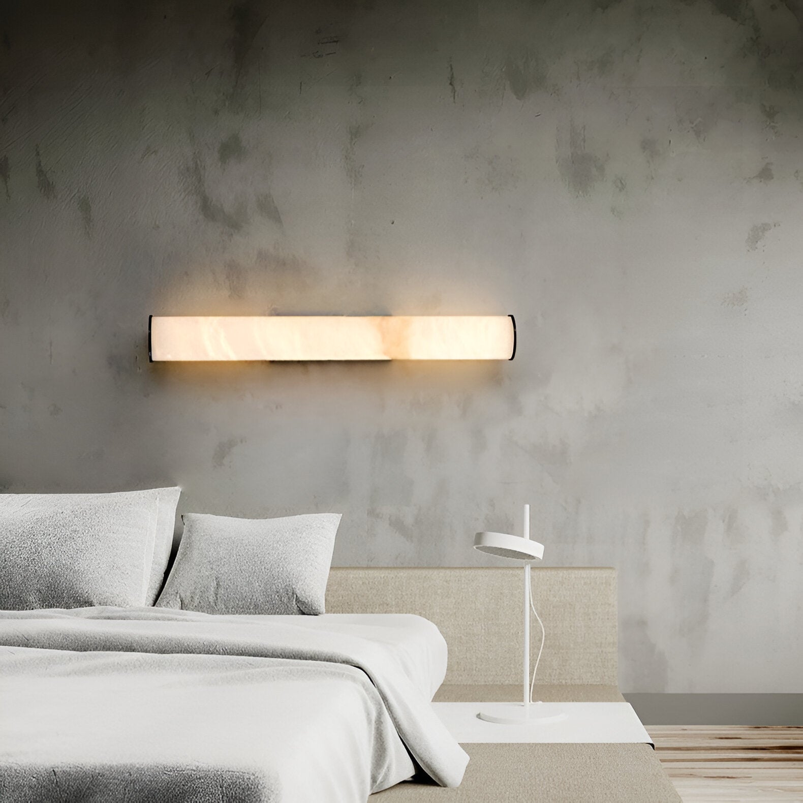 Modern Minimalist Spanish Marble & Copper LED Wall Sconce – Luxury Stone Wall Light 1-Light