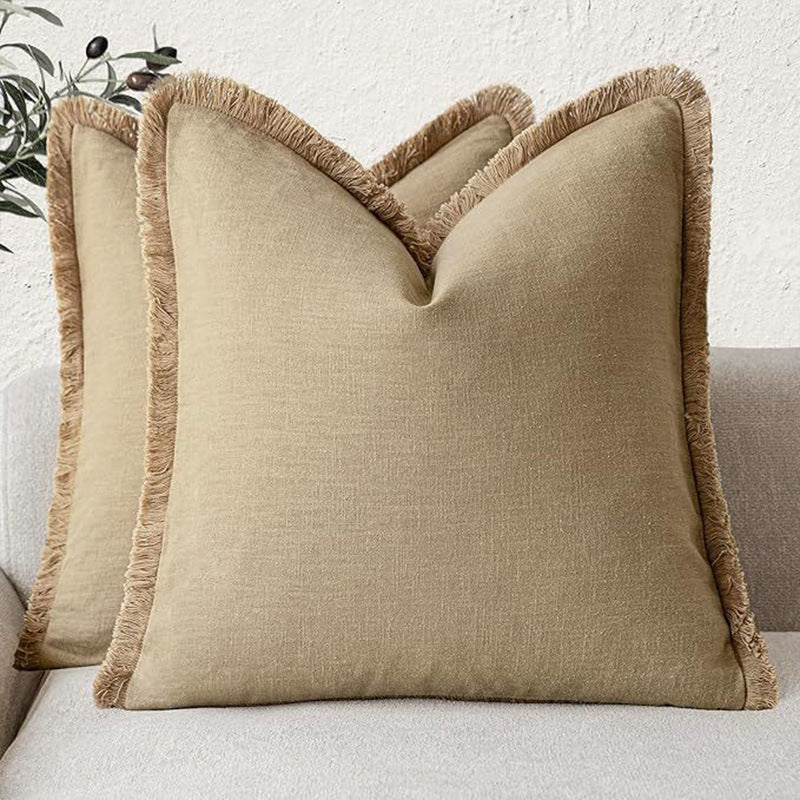 Pillowcase Bohemian Style Solid Color Tassel Headboard Cushion Seat Cushion Living Room Sofa Pillowcase Cross-Border
