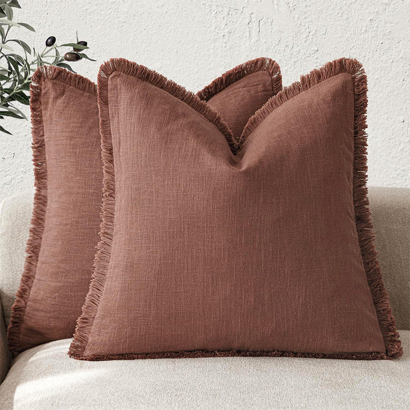 Pillowcase Bohemian Style Solid Color Tassel Headboard Cushion Seat Cushion Living Room Sofa Pillowcase Cross-Border