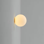 Minimalist Round Glass LED Wall Sconce – Frosted Globe Bedside Wall Light 1-Light