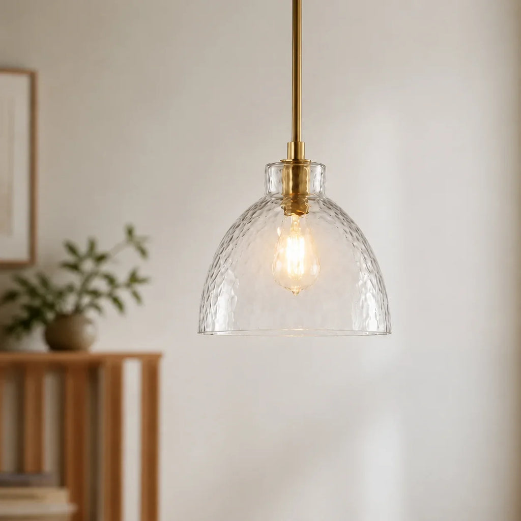 Ondine Farmhouse Hammered Glass Pendant Light