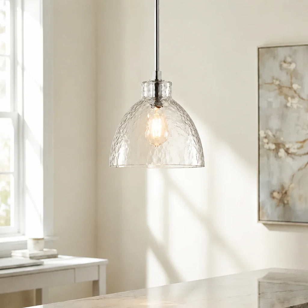 Ondine Farmhouse Hammered Glass Pendant Light
