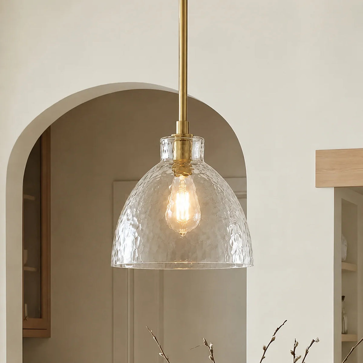 Ondine Farmhouse Hammered Glass Pendant Light