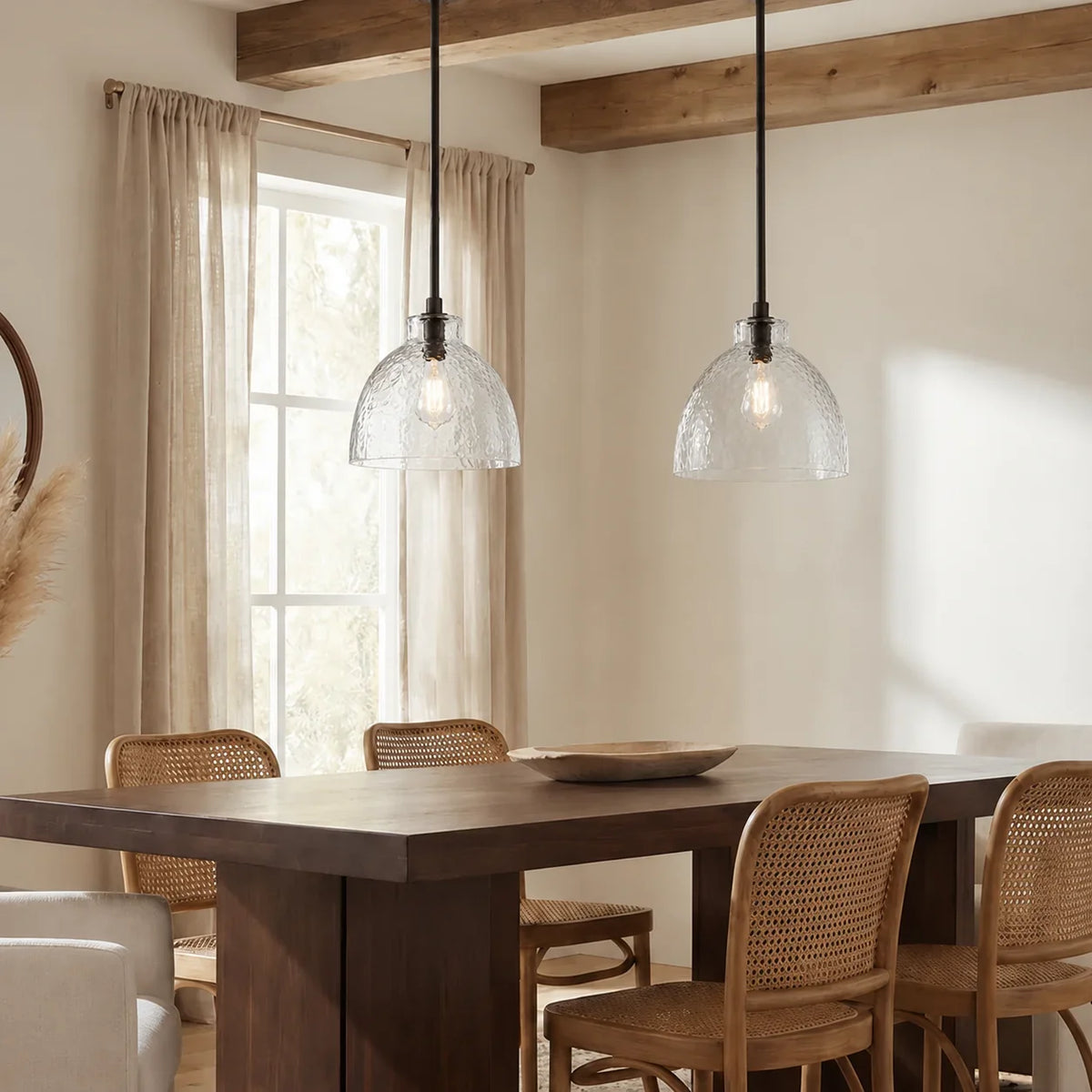 Ondine Farmhouse Hammered Glass Pendant Light