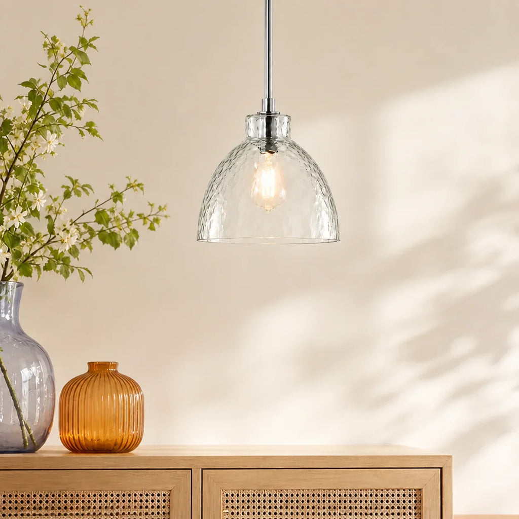 Ondine Farmhouse Hammered Glass Pendant Light