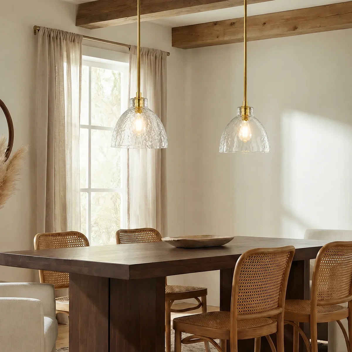 Ondine Farmhouse Hammered Glass Pendant Light