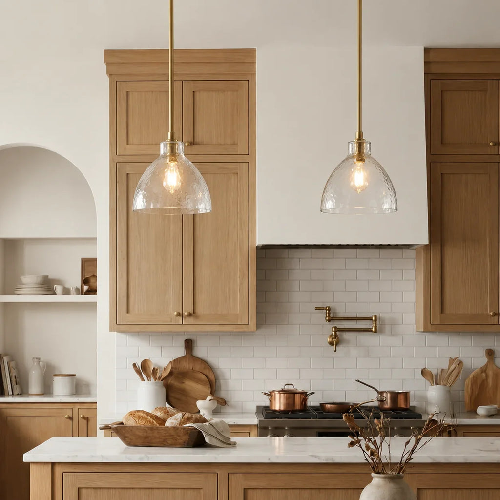Ondine Farmhouse Hammered Glass Pendant Light
