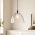Ondine Farmhouse Hammered Glass Pendant Light