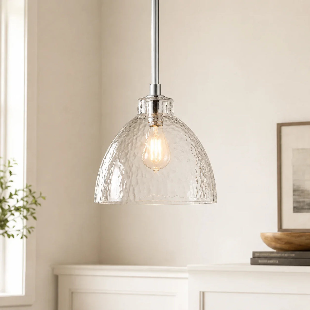 Ondine Farmhouse Hammered Glass Pendant Light