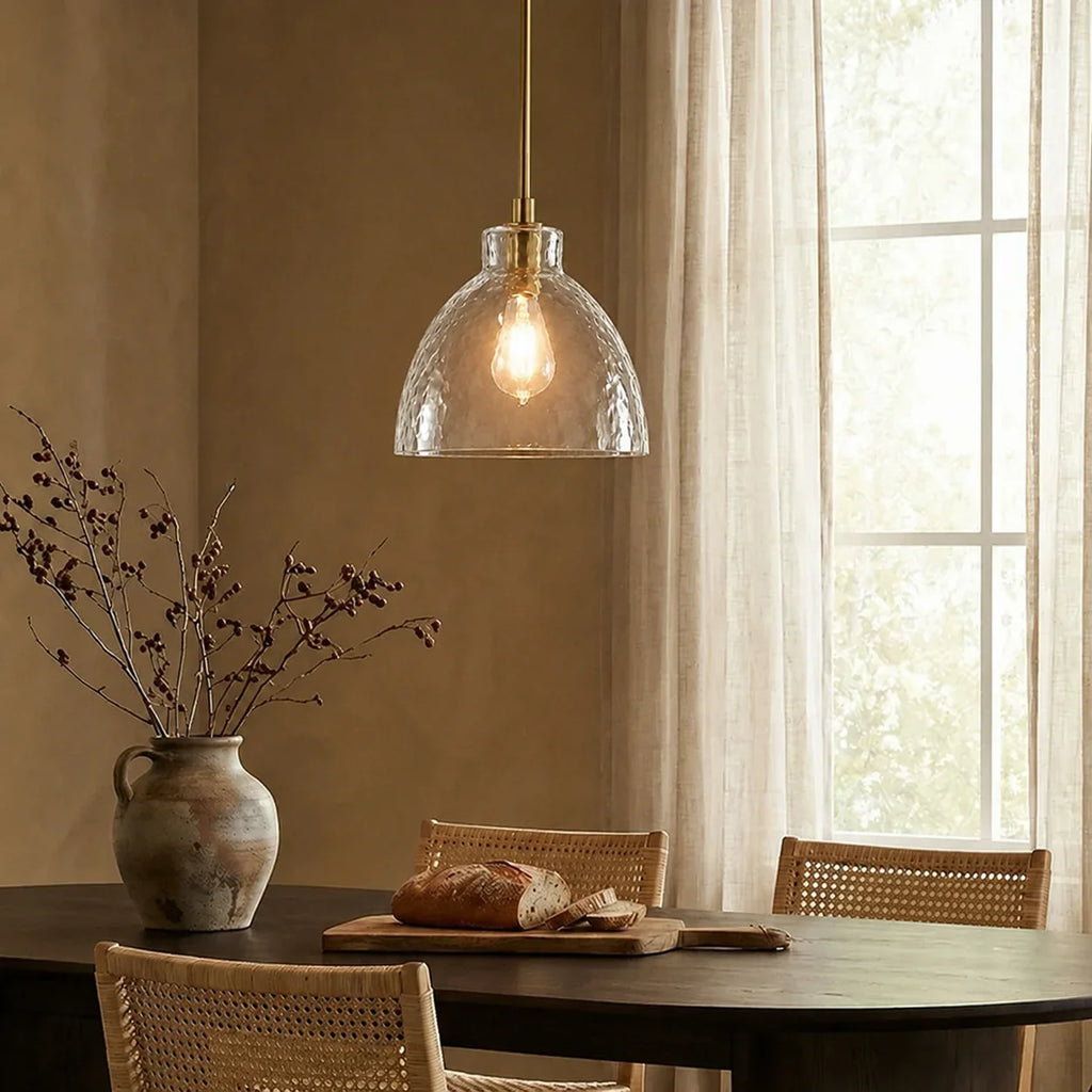 Ondine Farmhouse Hammered Glass Pendant Light