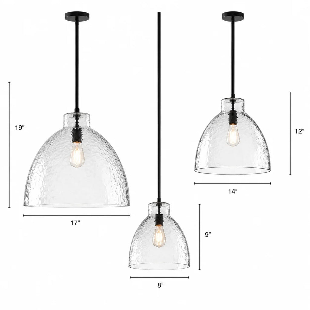 Ondine Farmhouse Hammered Glass Pendant Light