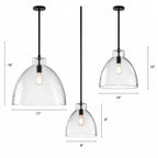 Ondine Farmhouse Hammered Glass Pendant Light