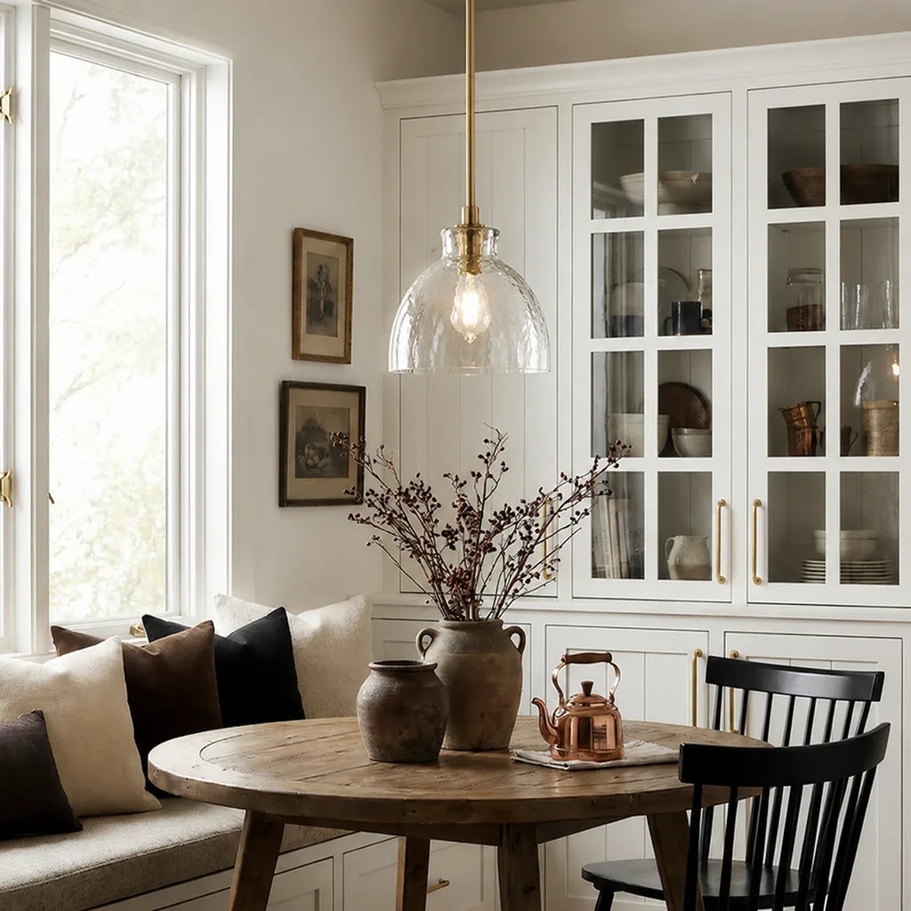 Ondine Farmhouse Hammered Glass Pendant Light