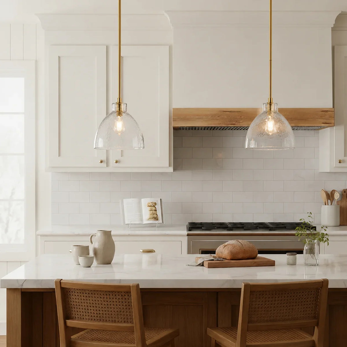 Ondine Farmhouse Hammered Glass Pendant Light