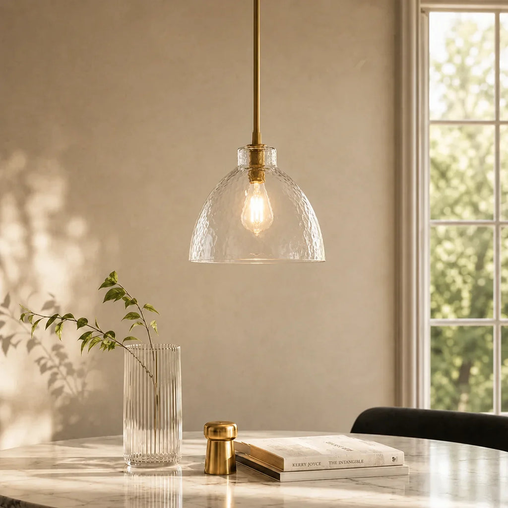 Ondine Farmhouse Hammered Glass Pendant Light