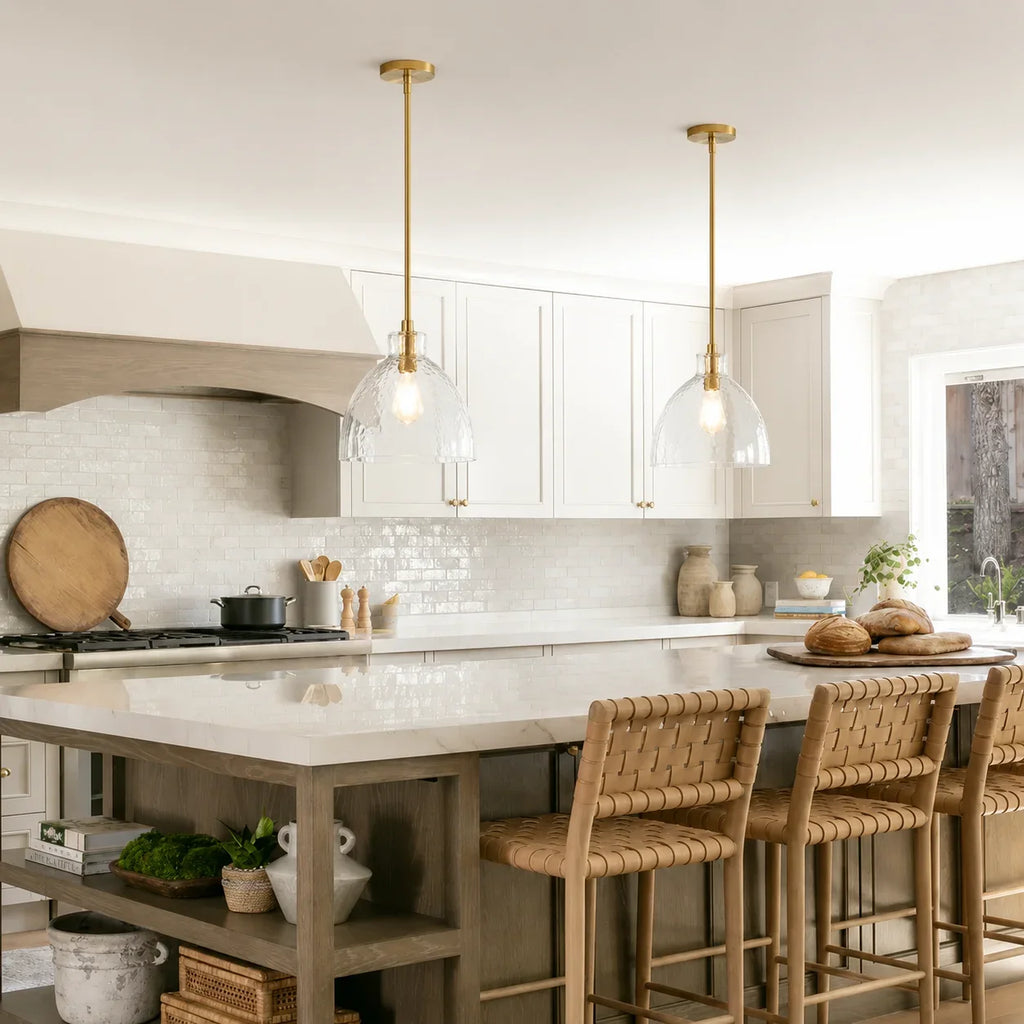 Ondine Farmhouse Hammered Glass Pendant Light