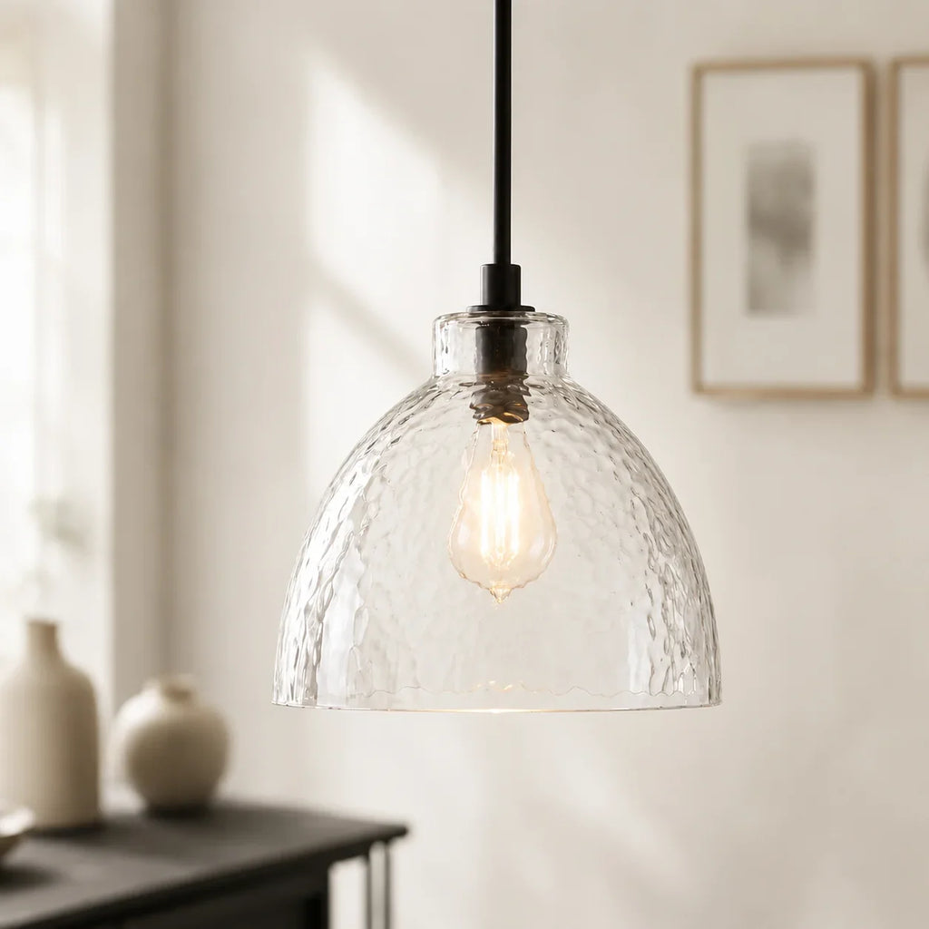 Ondine Farmhouse Hammered Glass Pendant Light