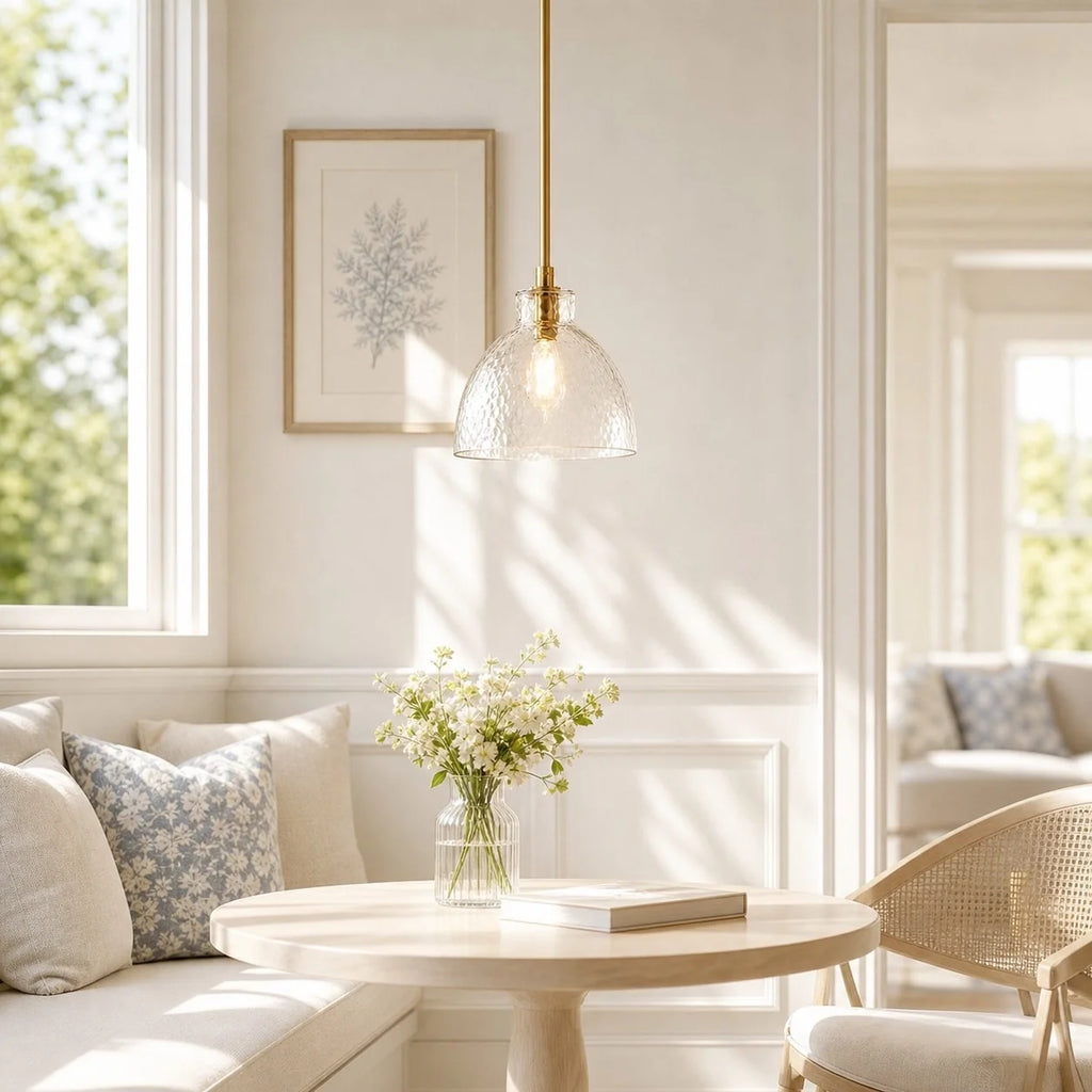 Ondine Farmhouse Hammered Glass Pendant Light
