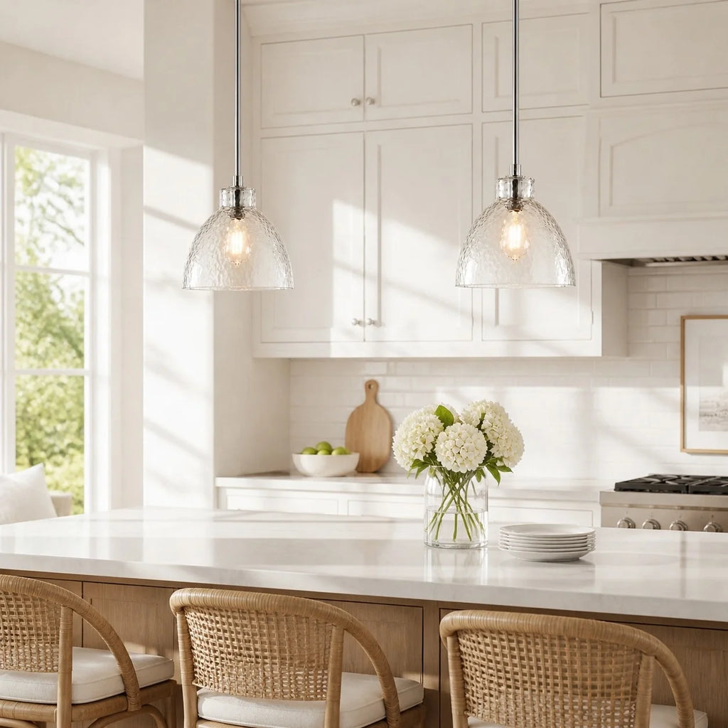 Ondine Farmhouse Hammered Glass Pendant Light