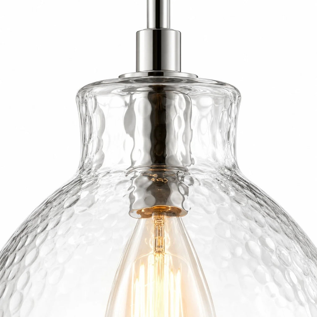 Ondine Farmhouse Hammered Glass Pendant Light