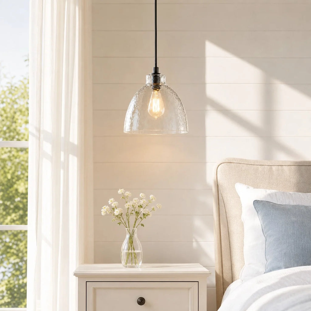 Ondine Farmhouse Hammered Glass Pendant Light