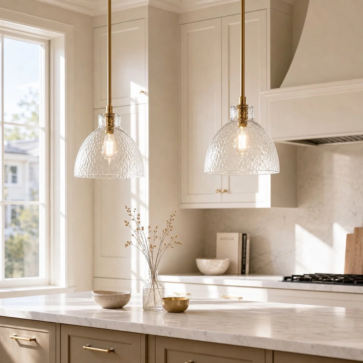 Ondine Farmhouse Hammered Glass Pendant Light