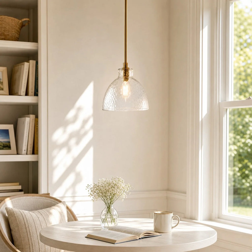 Ondine Farmhouse Hammered Glass Pendant Light