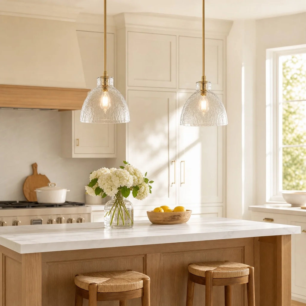 Ondine Farmhouse Hammered Glass Pendant Light