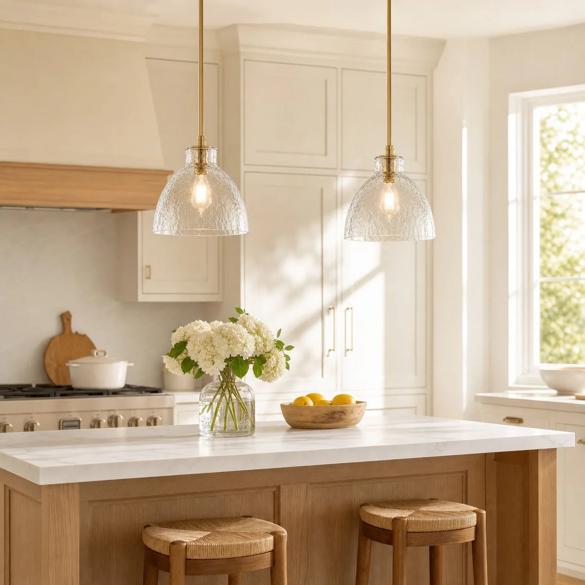 Ondine Farmhouse Hammered Glass Pendant Light