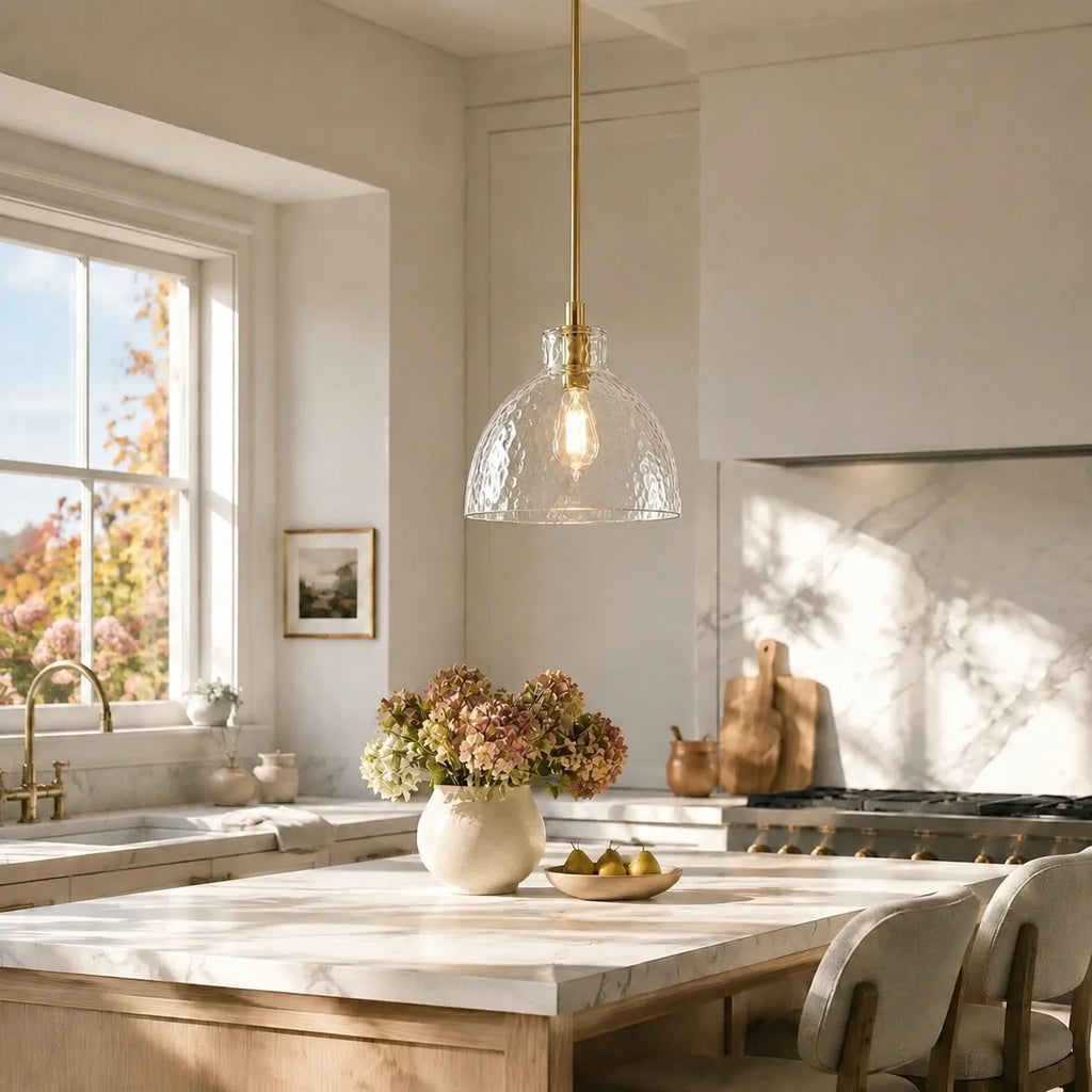 Ondine Farmhouse Hammered Glass Pendant Light
